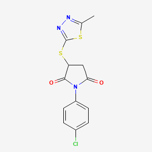 molecular formula C13H10ClN3O2S2 B4099684 1-(4-Chlorophenyl)-3-[(5-methyl-1,3,4-thiadiazol-2-yl)sulfanyl]pyrrolidine-2,5-dione 