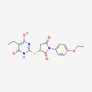 molecular formula C18H19N3O5S B4099729 1-(4-ethoxyphenyl)-3-[(5-ethyl-4,6-dihydroxy-2-pyrimidinyl)thio]-2,5-pyrrolidinedione 