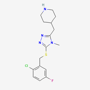 4-({5-[(2-chloro-5-fluorobenzyl)thio]-4-methyl-4H-1,2,4-triazol-3-yl}methyl)piperidine