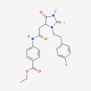 Ethyl 4-[({3-[2-(4-fluorophenyl)ethyl]-1-methyl-5-oxo-2-thioxoimidazolidin-4-yl}acetyl)amino]benzoate