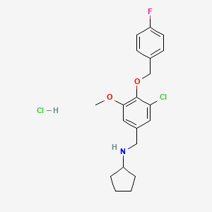 molecular formula C20H24Cl2FNO2 B4099758 N-[[3-chloro-4-[(4-fluorophenyl)methoxy]-5-methoxyphenyl]methyl]cyclopentanamine;hydrochloride 