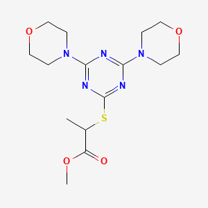 molecular formula C15H23N5O4S B4099766 methyl 2-[(4,6-di-4-morpholinyl-1,3,5-triazin-2-yl)thio]propanoate 