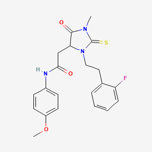 molecular formula C21H22FN3O3S B4099784 2-{3-[2-(2-fluorophenyl)ethyl]-1-methyl-5-oxo-2-thioxoimidazolidin-4-yl}-N-(4-methoxyphenyl)acetamide 