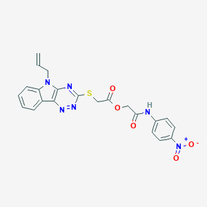molecular formula C22H18N6O5S B409979 2-{4-nitroanilino}-2-oxoethyl [(5-allyl-5H-[1,2,4]triazino[5,6-b]indol-3-yl)sulfanyl]acetate 