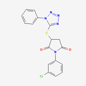 1-(3-chlorophenyl)-3-[(1-phenyl-1H-tetrazol-5-yl)thio]-2,5-pyrrolidinedione