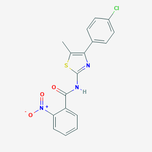 molecular formula C17H12ClN3O3S B409994 N-[4-(4-chlorophenyl)-5-methyl-1,3-thiazol-2-yl]-2-nitrobenzamide 