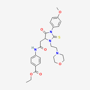 Ethyl 4-[({1-(4-methoxyphenyl)-3-[2-(morpholin-4-yl)ethyl]-5-oxo-2-thioxoimidazolidin-4-yl}acetyl)amino]benzoate