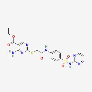 molecular formula C19H19N7O5S2 B4099984 Ethyl 4-amino-2-((2-oxo-2-((4-((2-pyrimidinylamino)sulfonyl)phenyl)amino)ethyl)sulfanyl)-5-pyrimidinecarboxylate 