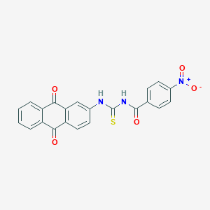 molecular formula C22H13N3O5S B410000 N-[(9,10-dioxoanthracen-2-yl)carbamothioyl]-4-nitrobenzamide CAS No. 401616-77-1