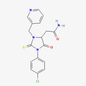 2-[1-(4-Chlorophenyl)-5-oxo-3-(pyridin-3-ylmethyl)-2-thioxoimidazolidin-4-yl]acetamide