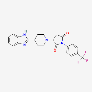 molecular formula C23H21F3N4O2 B4100048 3-[4-(1H-benzimidazol-2-yl)piperidin-1-yl]-1-[4-(trifluoromethyl)phenyl]pyrrolidine-2,5-dione 