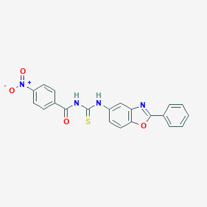 molecular formula C21H14N4O4S B410006 4-nitro-N-[(2-phenyl-1,3-benzoxazol-5-yl)carbamothioyl]benzamide 