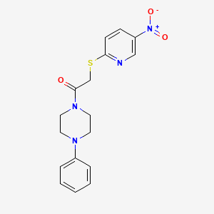 molecular formula C17H18N4O3S B4100060 1-{[(5-nitro-2-pyridinyl)thio]acetyl}-4-phenylpiperazine 