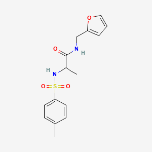 molecular formula C15H18N2O4S B4100062 N-(furan-2-ylmethyl)-2-[(4-methylphenyl)sulfonylamino]propanamide 