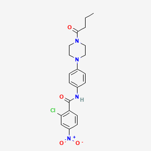 molecular formula C21H23ClN4O4 B4100083 N-[4-(4-butanoylpiperazin-1-yl)phenyl]-2-chloro-4-nitrobenzamide 