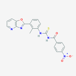 molecular formula C21H15N5O4S B410012 N-{4-nitrobenzoyl}-N'-(2-methyl-3-[1,3]oxazolo[4,5-b]pyridin-2-ylphenyl)thiourea 
