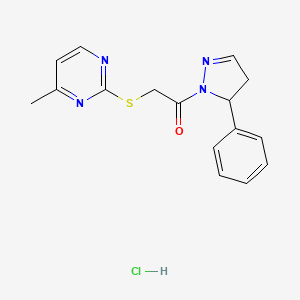 2-(4-Methylpyrimidin-2-yl)sulfanyl-1-(3-phenyl-3,4-dihydropyrazol-2-yl)ethanone;hydrochloride