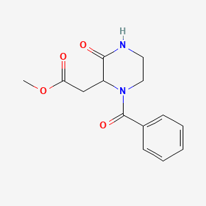 molecular formula C14H16N2O4 B4100132 Methyl 2-[3-oxo-1-(phenylcarbonyl)piperazin-2-yl]acetate 