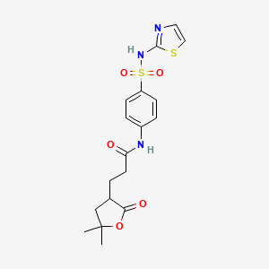 molecular formula C18H21N3O5S2 B4100162 3-(5,5-Dimethyl-2-oxooxolan-3-YL)-N-{4-[(1,3-thiazol-2-YL)sulfamoyl]phenyl}propanamide 