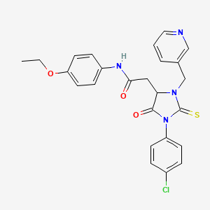 molecular formula C25H23ClN4O3S B4100177 2-[1-(4-chlorophenyl)-5-oxo-3-(pyridin-3-ylmethyl)-2-thioxoimidazolidin-4-yl]-N-(4-ethoxyphenyl)acetamide 