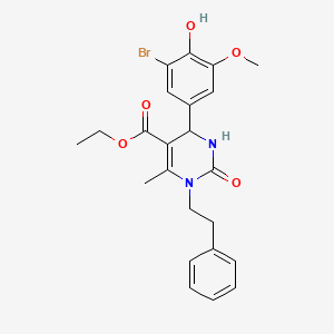 ethyl 4-(3-bromo-4-hydroxy-5-methoxyphenyl)-6-methyl-2-oxo-1-(2-phenylethyl)-1,2,3,4-tetrahydro-5-pyrimidinecarboxylate