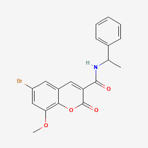 molecular formula C19H16BrNO4 B4100199 6-bromo-8-methoxy-2-oxo-N-(1-phenylethyl)-2H-chromene-3-carboxamide 