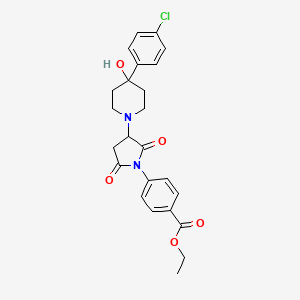 Ethyl 4-{3-[4-(4-chlorophenyl)-4-hydroxypiperidin-1-yl]-2,5-dioxopyrrolidin-1-yl}benzoate