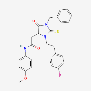 2-{1-BENZYL-3-[2-(4-FLUOROPHENYL)ETHYL]-5-OXO-2-SULFANYLIDENEIMIDAZOLIDIN-4-YL}-N-(4-METHOXYPHENYL)ACETAMIDE