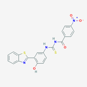 molecular formula C21H14N4O4S2 B410022 N-(3-(benzo[d]thiazol-2-yl)-4-hydroxyphenylcarbamothioyl)-4-nitrobenzamide 