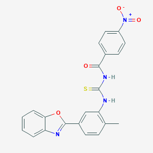 molecular formula C22H16N4O4S B410024 N-[5-(1,3-benzoxazol-2-yl)-2-methylphenyl]-N'-{4-nitrobenzoyl}thiourea 