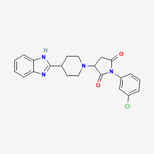 molecular formula C22H21ClN4O2 B4100253 3-[4-(1H-benzimidazol-2-yl)piperidin-1-yl]-1-(3-chlorophenyl)pyrrolidine-2,5-dione 