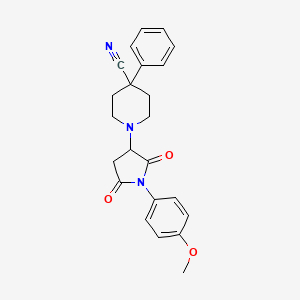 molecular formula C23H23N3O3 B4100273 1-[1-(4-Methoxyphenyl)-2,5-dioxopyrrolidin-3-yl]-4-phenylpiperidine-4-carbonitrile 