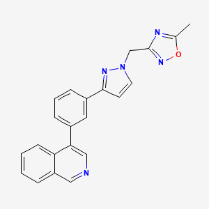 molecular formula C22H17N5O B4100283 4-(3-{1-[(5-methyl-1,2,4-oxadiazol-3-yl)methyl]-1H-pyrazol-3-yl}phenyl)isoquinoline 