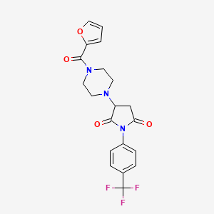 molecular formula C20H18F3N3O4 B4100288 3-[4-(Furan-2-ylcarbonyl)piperazin-1-yl]-1-[4-(trifluoromethyl)phenyl]pyrrolidine-2,5-dione 