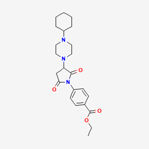 Ethyl 4-[3-(4-cyclohexylpiperazin-1-yl)-2,5-dioxopyrrolidin-1-yl]benzoate