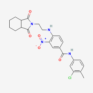 N-(3-chloro-4-methylphenyl)-4-[2-(1,3-dioxo-3a,4,5,6,7,7a-hexahydroisoindol-2-yl)ethylamino]-3-nitrobenzamide