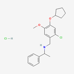 molecular formula C21H27Cl2NO2 B4100415 N-[2-chloro-4-(cyclopentyloxy)-5-methoxybenzyl]-1-phenylethanamine hydrochloride 