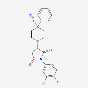 1-[1-(3-chloro-4-fluorophenyl)-2,5-dioxo-3-pyrrolidinyl]-4-phenyl-4-piperidinecarbonitrile