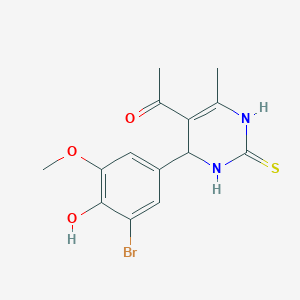 molecular formula C14H15BrN2O3S B4100427 1-[4-(3-bromo-4-hydroxy-5-methoxyphenyl)-6-methyl-2-thioxo-1,2,3,4-tetrahydro-5-pyrimidinyl]ethanone 