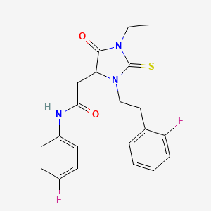 2-{1-ethyl-3-[2-(2-fluorophenyl)ethyl]-5-oxo-2-thioxoimidazolidin-4-yl}-N-(4-fluorophenyl)acetamide