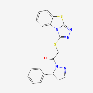 molecular formula C19H15N5OS2 B4100464 1-(5-phenyl-4,5-dihydro-1H-pyrazol-1-yl)-2-([1,2,4]triazolo[3,4-b][1,3]benzothiazol-3-ylsulfanyl)ethanone 