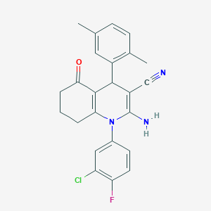 2-amino-1-(3-chloro-4-fluorophenyl)-4-(2,5-dimethylphenyl)-5-oxo-1,4,5,6,7,8-hexahydro-3-quinolinecarbonitrile