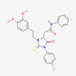 molecular formula C27H26FN3O4S B4100488 2-[3-[2-(3,4-dimethoxyphenyl)ethyl]-1-(4-fluorophenyl)-5-oxo-2-thioxo-4-imidazolidinyl]-N-phenylacetamide 