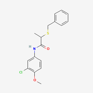 molecular formula C17H18ClNO2S B4100517 2-(benzylthio)-N-(3-chloro-4-methoxyphenyl)propanamide 