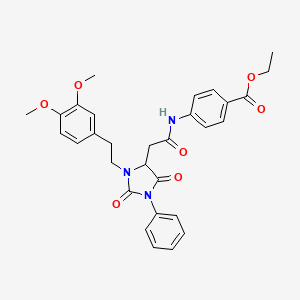 molecular formula C30H31N3O7 B4100550 Ethyl 4-[({3-[2-(3,4-dimethoxyphenyl)ethyl]-2,5-dioxo-1-phenylimidazolidin-4-yl}acetyl)amino]benzoate 