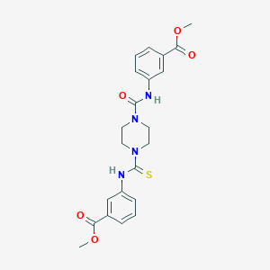 molecular formula C22H24N4O5S B4100571 methyl 3-({[4-({[3-(methoxycarbonyl)phenyl]amino}carbonothioyl)-1-piperazinyl]carbonyl}amino)benzoate 