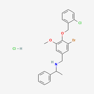 N-[[3-bromo-4-[(2-chlorophenyl)methoxy]-5-methoxyphenyl]methyl]-1-phenylethanamine;hydrochloride