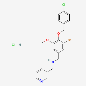 N-[[3-bromo-4-[(4-chlorophenyl)methoxy]-5-methoxyphenyl]methyl]-1-pyridin-3-ylmethanamine;hydrochloride