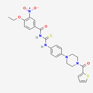 molecular formula C25H25N5O5S2 B4100653 3-(4-ETHOXY-3-NITROBENZOYL)-1-{4-[4-(THIOPHENE-2-CARBONYL)PIPERAZIN-1-YL]PHENYL}THIOUREA 