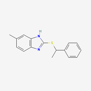 molecular formula C16H16N2S B4100661 5-methyl-2-[(1-phenylethyl)sulfanyl]-1H-1,3-benzodiazole 